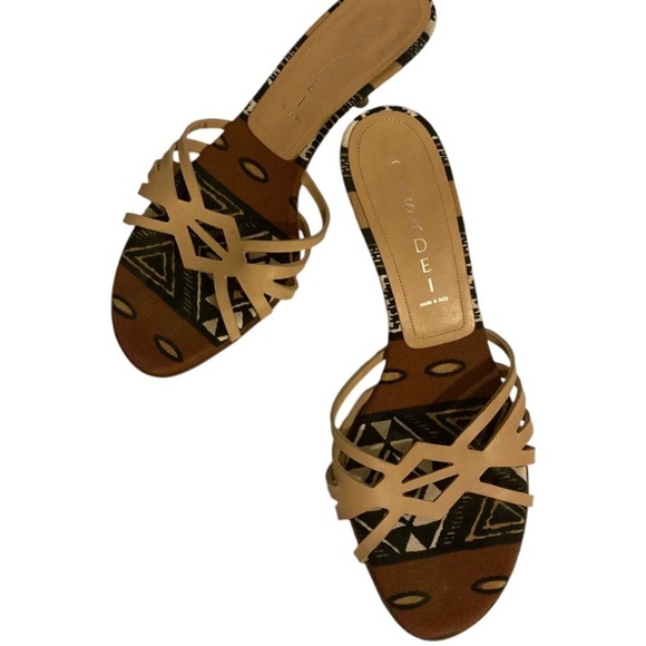 Casadei Leather Sandal Slides Kitten heel Made in Italy - Picture 7 of 8